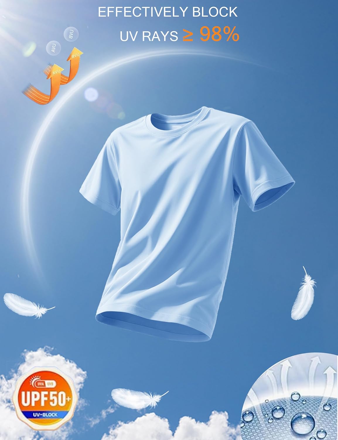 KINSWT Men's Swim Shirt Short Sleeve UPF 50+ Sun Protection UV SPF Rash Guard Moisture Wicking Quick Dry Shirts - Image 3