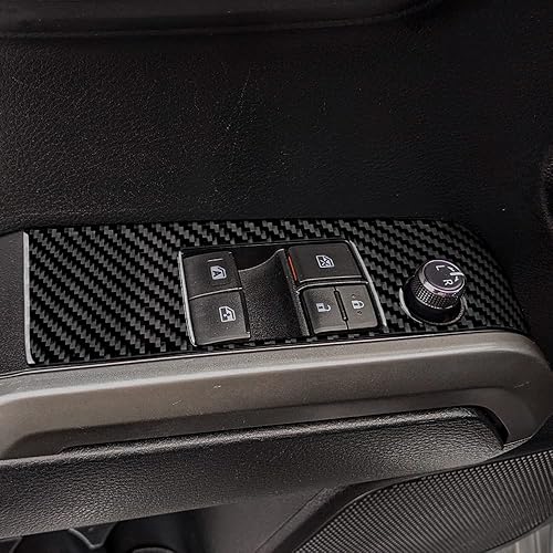 Miniatura 16 de AIRSPEED Adhesivo de fibra de carbono para cubierta del panel de control de elevación de la ventana de la puerta del automóvil, ajuste interior Rojo