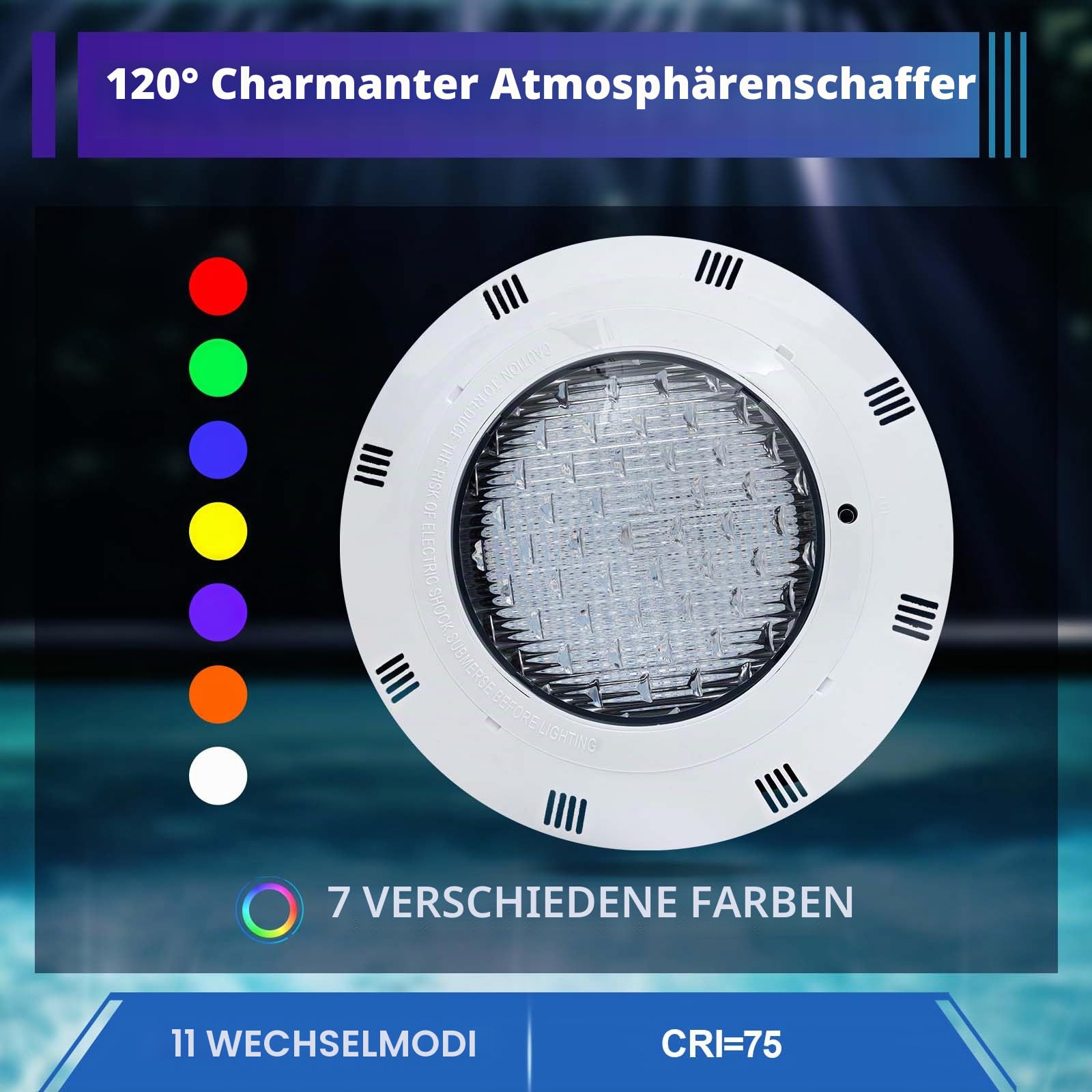 Poolbeleuchtung Unterwasser 45W RGB LED Pool Licht Teichbeleuchtung Unterwasser Licht Einbau Pool Beleuchtung, Unterwasserbeleuchtung für Aquarium, Schwimmbädern, Springbrunnen, Teichen