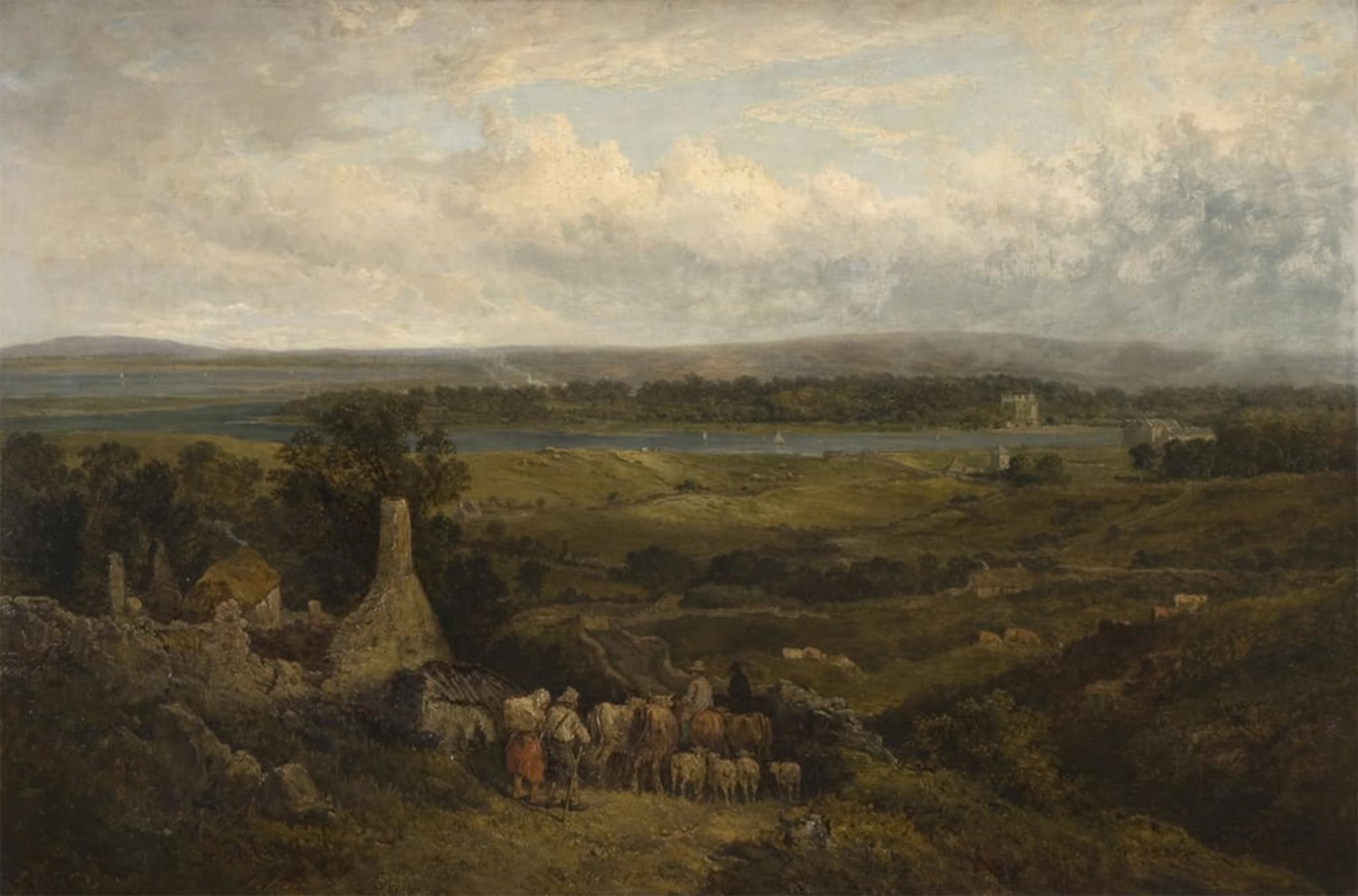 ARTXLXXBN Famous Prints Artwork Pictures Poster Painting Art Menlough Castle Galway Ireland by David Cox Artwork Landscape Pictures for Home Decor 60x90cm