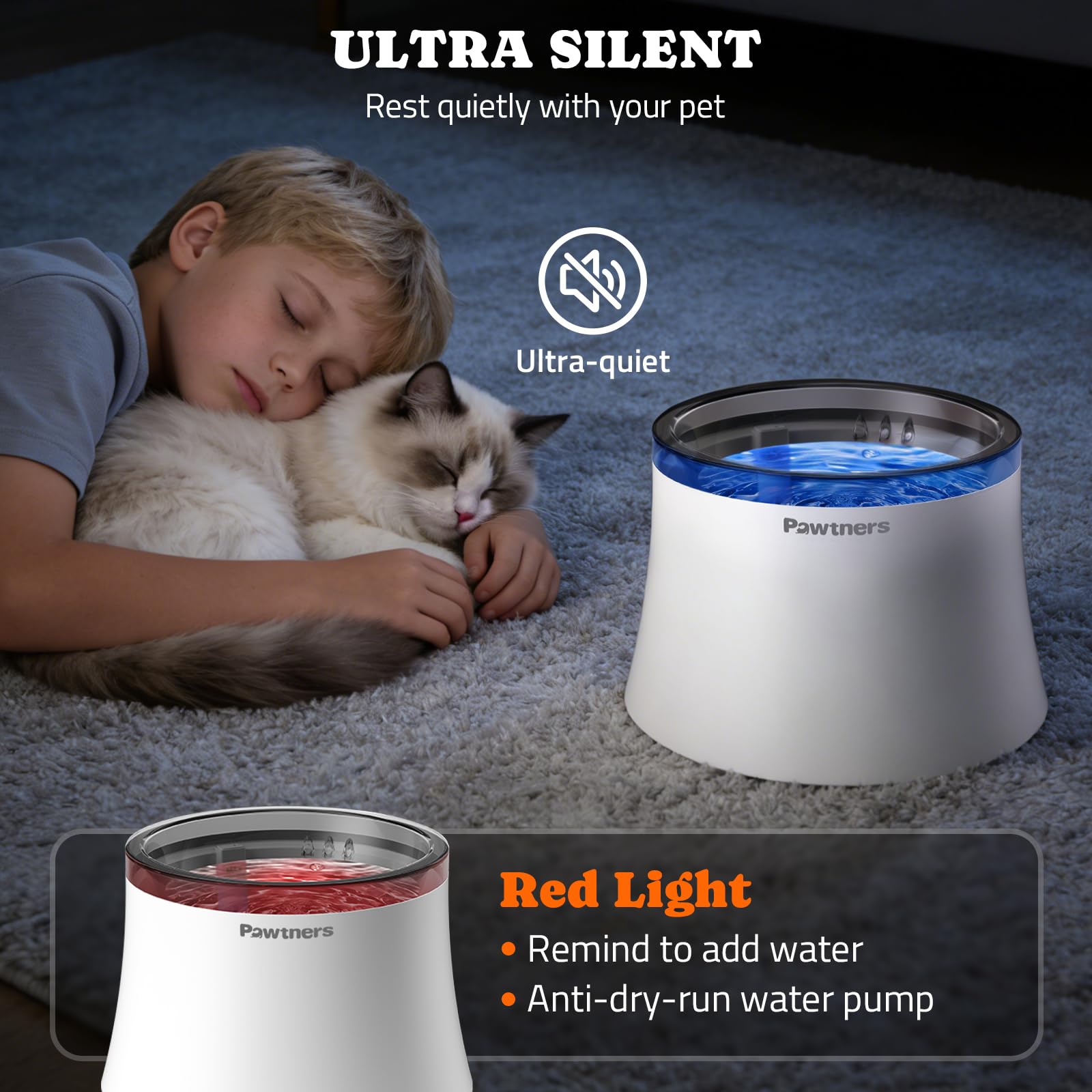 Pawtners Dog Water Fountain, 1 Gallon Dog Water Bowl Dispenser for Small Medium Large Cats, Automatic No Spill Dog Water Bowl with Vortex Filter, Deep Drinking Area and Quiet Pump - image 7