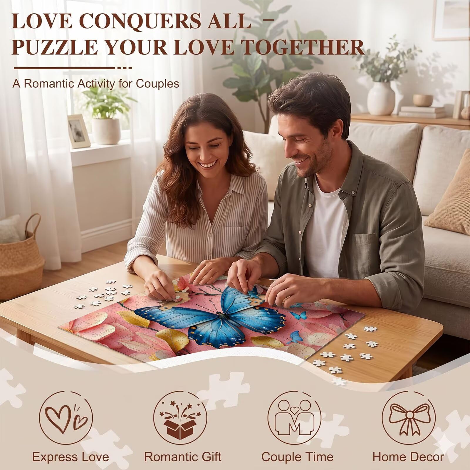 Puzzle 1500 Teile, Holzpuzzle Erwachsene 87 x 57 cm, Kniffliges Denksport Spiel, Großer Puzzlespaß für anspruchsvolle Liebhaber, Familienspiel, Puzzles für Dekor und Geschenk Schmetterling Tier f0-315