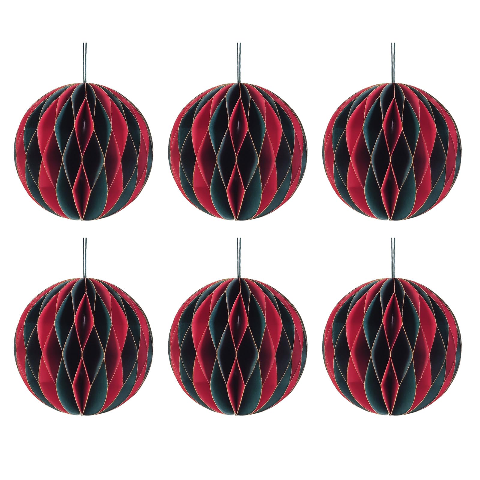 Kalttoy Of 6 Festival Paper Ornament Round Sphere for Christmas Tree and Party Decoration Hanging Adorment Tree Accessories