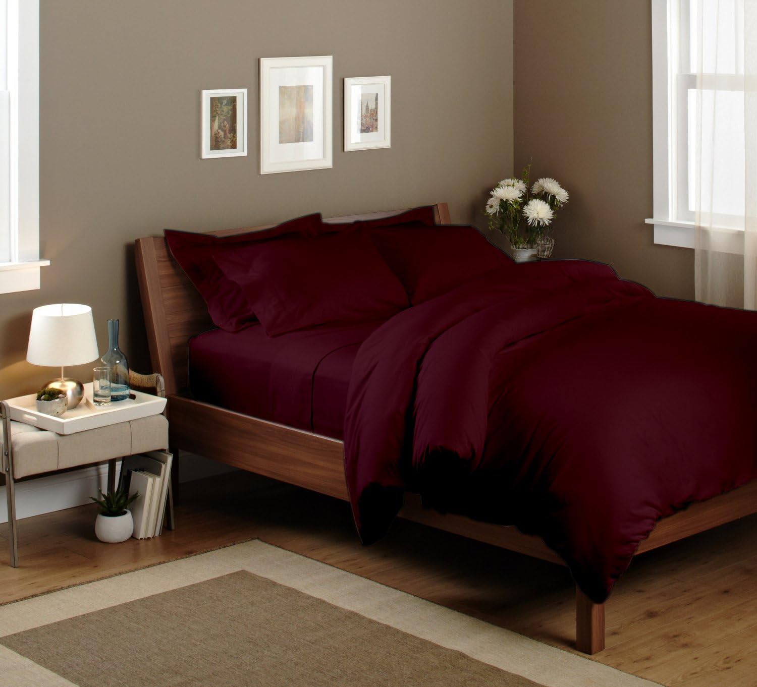pearlbedding 800 TC King Sheet Set 19" Deep Pocket Egyptian Cotton White Solid