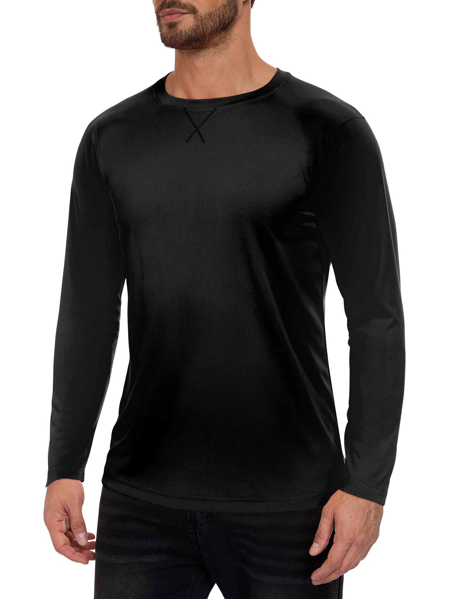 Men's Long Sleeve Sun Protection Shirts UPF 50+ UV Protection Quick Dry Athletic T-Shirt for Hiking Running Surfing