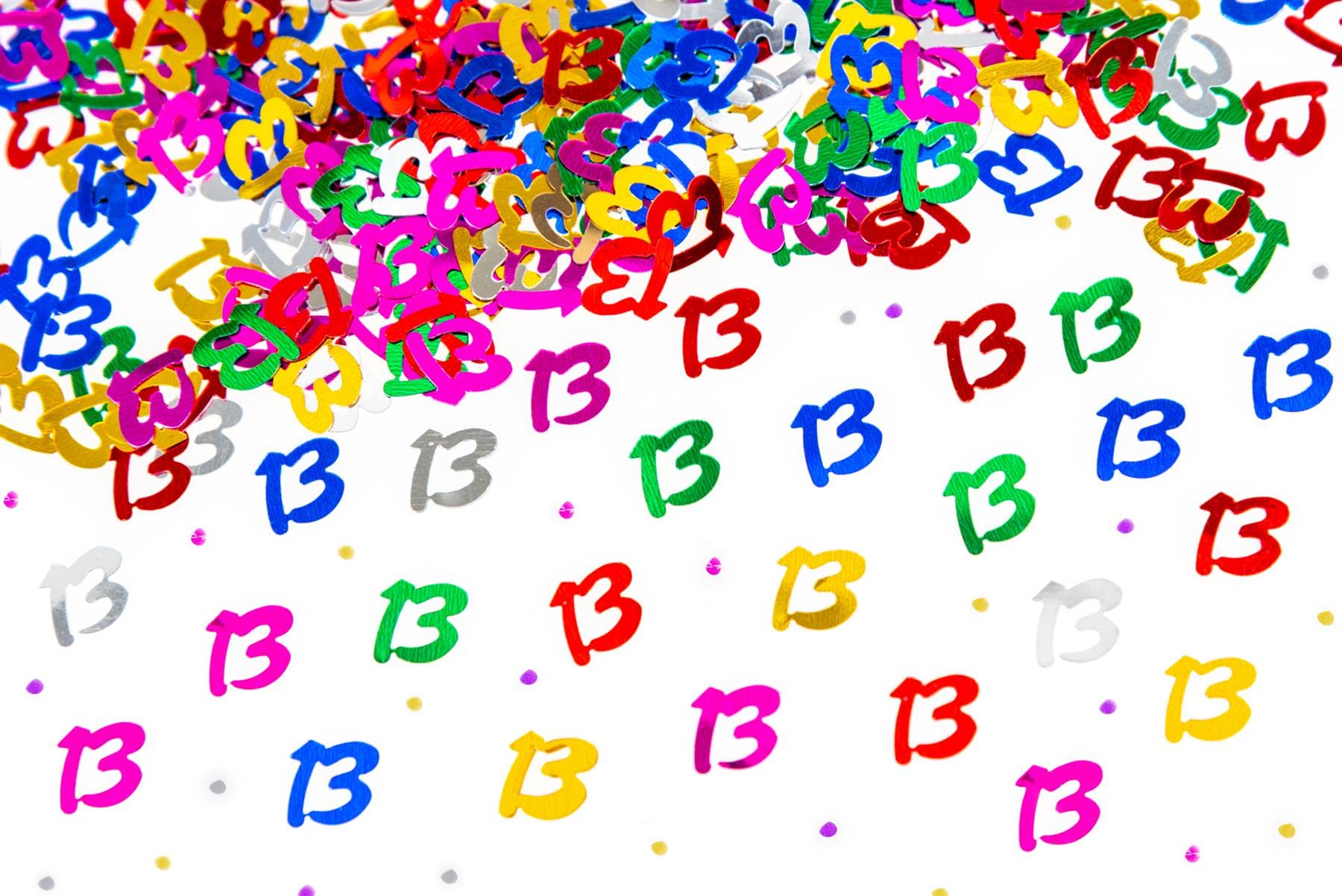 56g Multicolour 13th Birthday Confetti Foil Metallic Glitz Table Scatter Sprinkles Age Bday Party Decorations