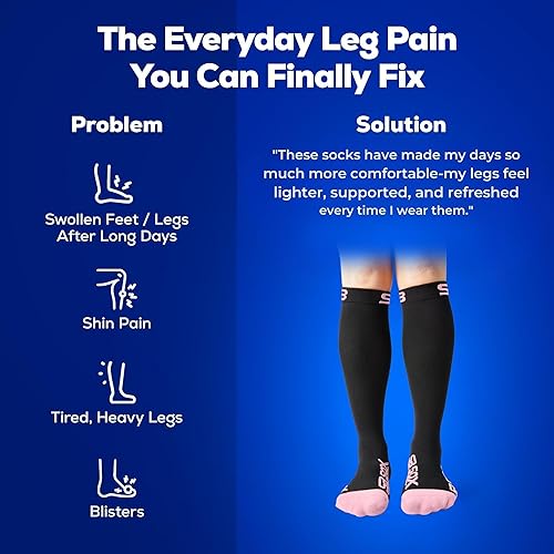 Miniatura 5 de SB SOX - Calcetines de compresión (20-30 mmHg) para hombres y mujeres - Calcetines de compresión para usar todo el día, mejoran el flujo sanguíneo