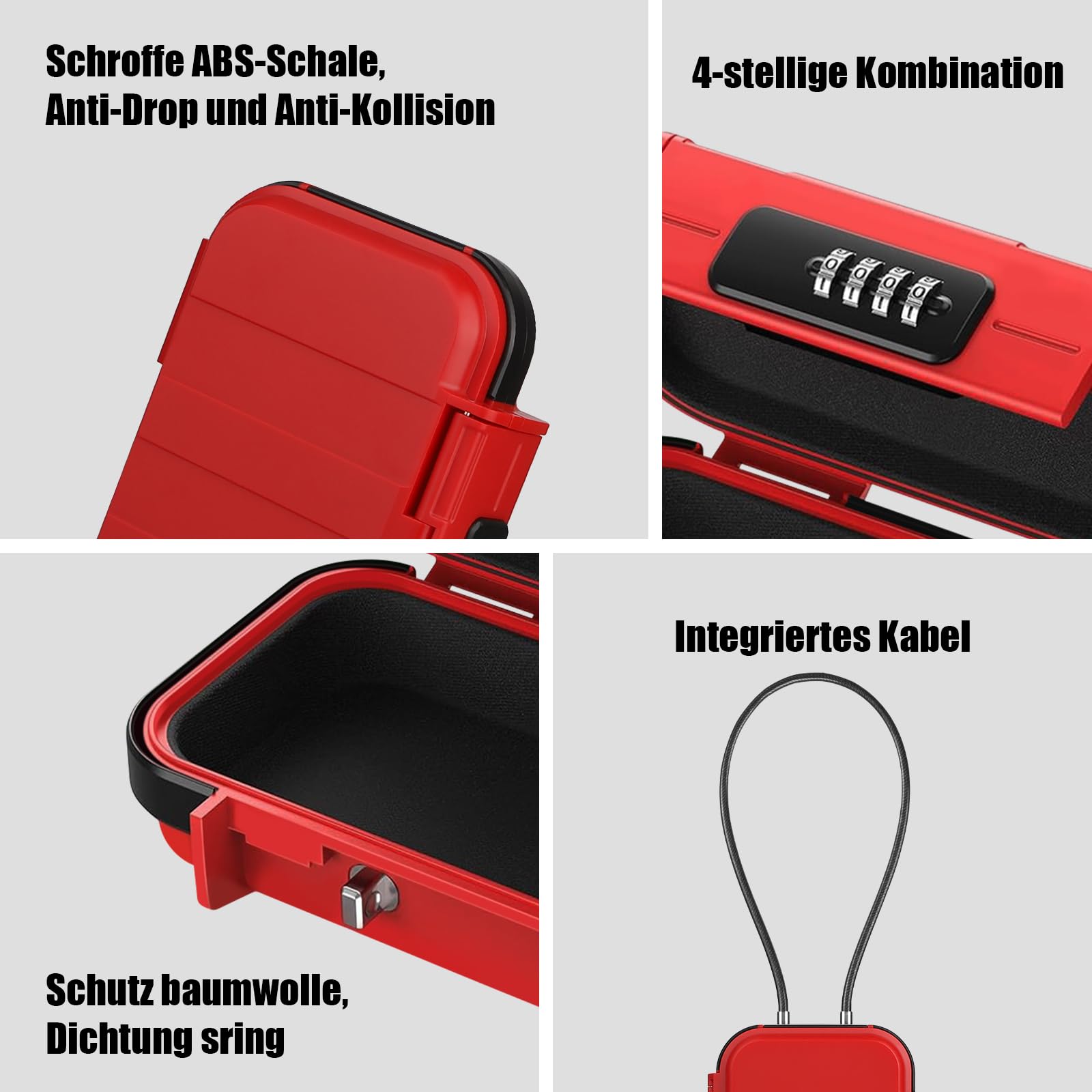 Coffre-fort portable, étanche, avec serrure à combinaison, avec câble métallique amovible de 6 mm d'épaisseur, sécurise les objets de valeur en voyage, à la plage, au camping, au bureau, en voiture -