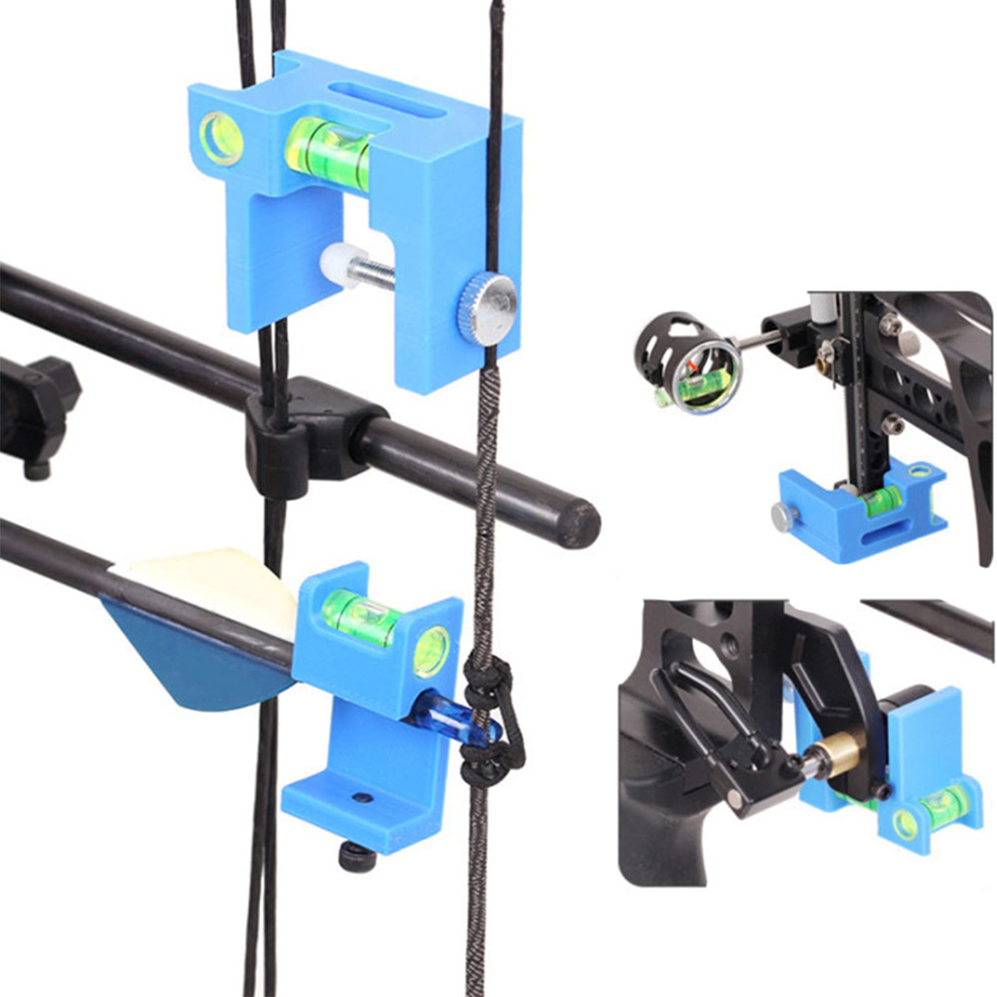 SOPOGER Archery Multifunctional Bow Level Tuning and Mounting String 3D Printing Compound Bow Sight Tuning Bubble Level Combo Tool Kit for Compound Bows (Blue)