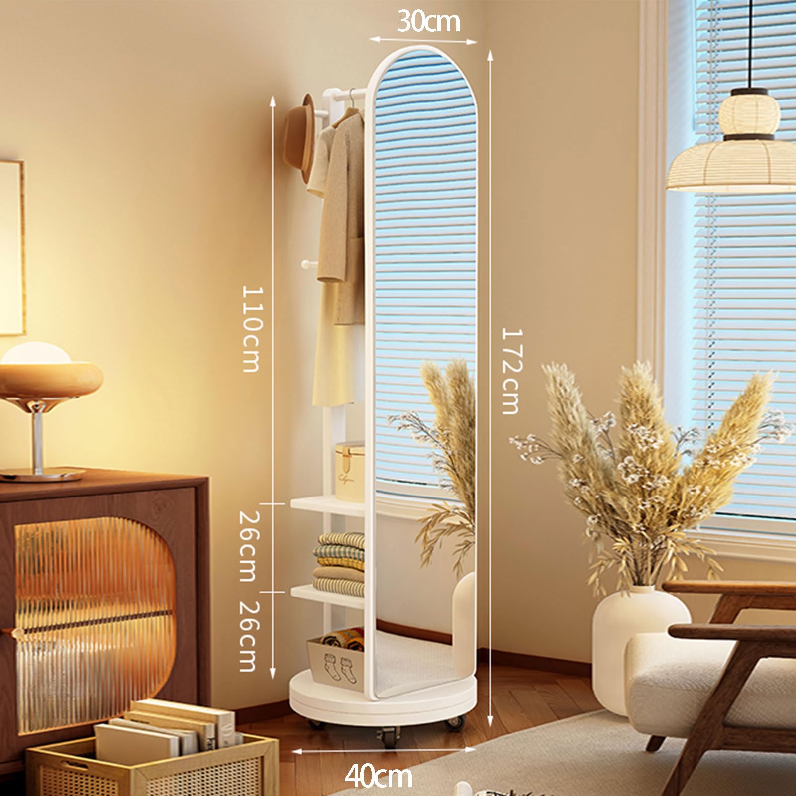 Costway Miroir sur Pied pour Enfants Miroir de Toilette sur Pied Rotatif à 360° Etagère de