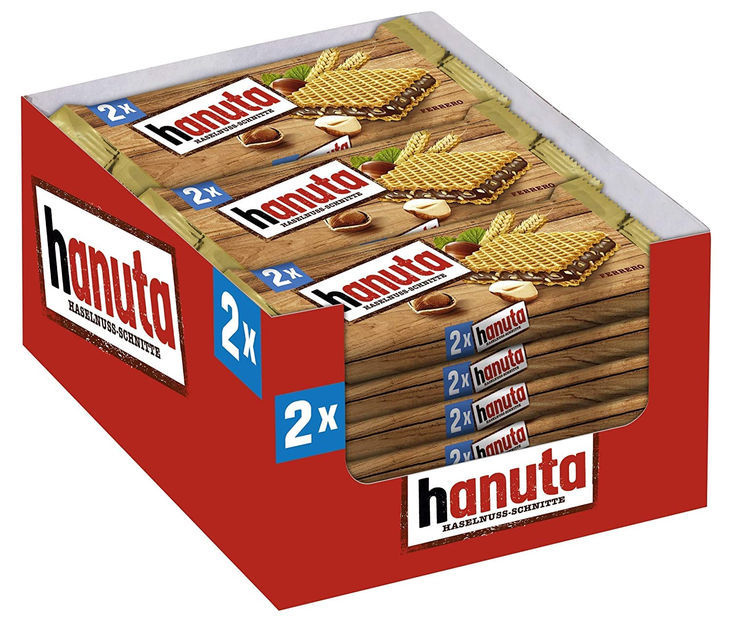 Ferrero - Hanuta Box LIMITED EDITION 792 g (18x44gr) - Wafer ripieni al Cioccolato e Nocciole Sbriciolate - Scatola da 18 confezioni