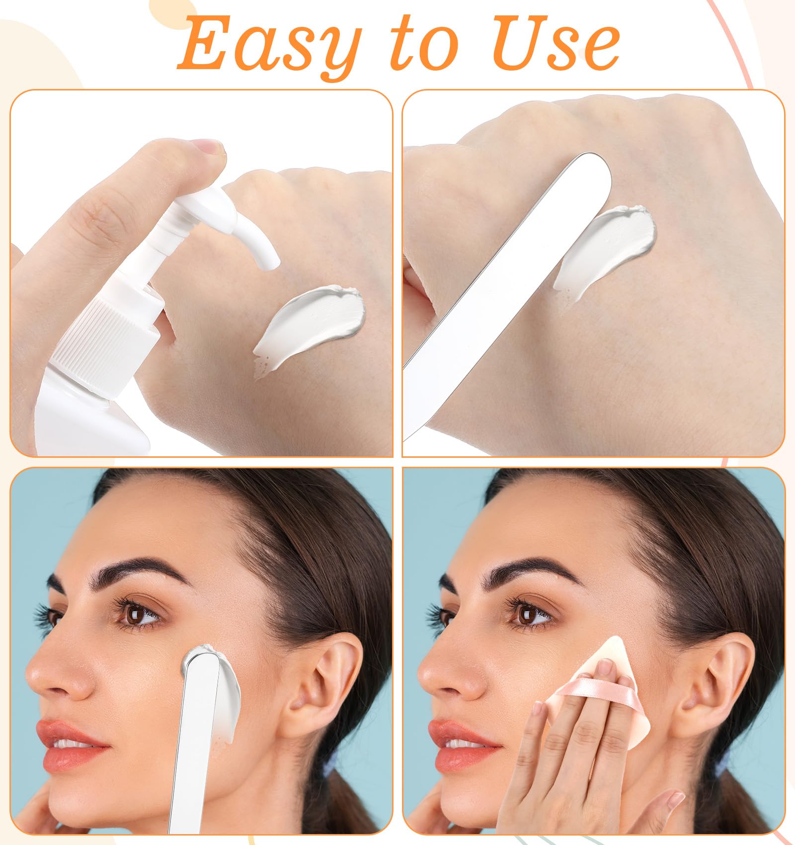Lot de 3 spatules de maquillage en acier inoxydable pour fond de teint, petit outil de mélange cosmétique pour application uniforme de crème pour le visage, facile à nettoyer, idéal pour les amateurs