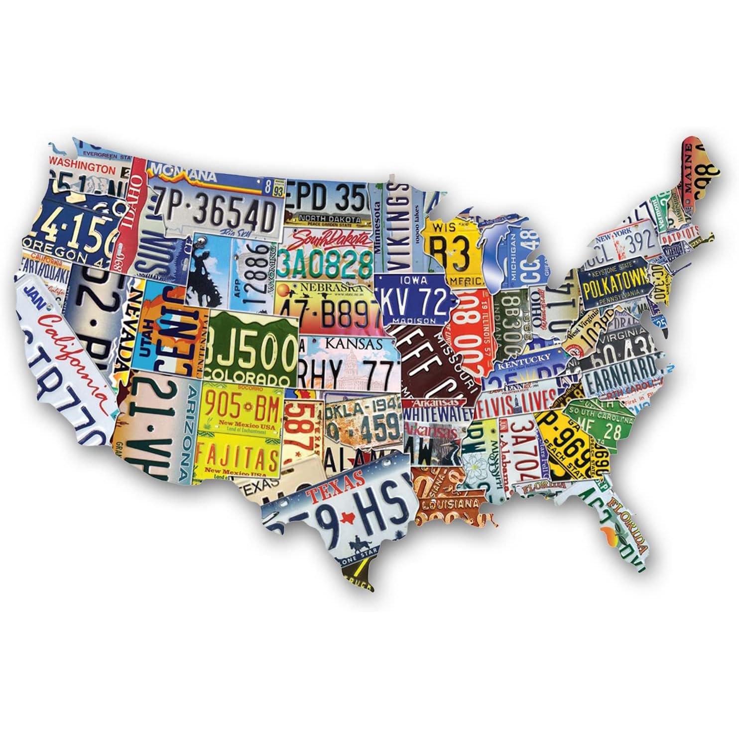 USA-Shaped 1000-Piece Puzzle - Large Challenging Map with License Plate Art, Perfect for Game Night, House Party & Travel