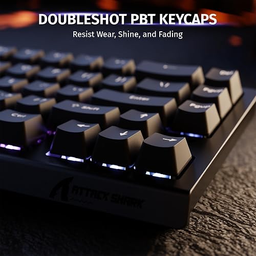 ATTACK SHARK X68 HE 8000Hz Rapid Trigger Keyboard, 0.01mm RT Accuracy Wired Gaming Keyboard with Magnetic Switch, Adjustable Actuation, Rapid Trigger, Snap Tap, RGB Lighting for PC/Mac, Black - 8