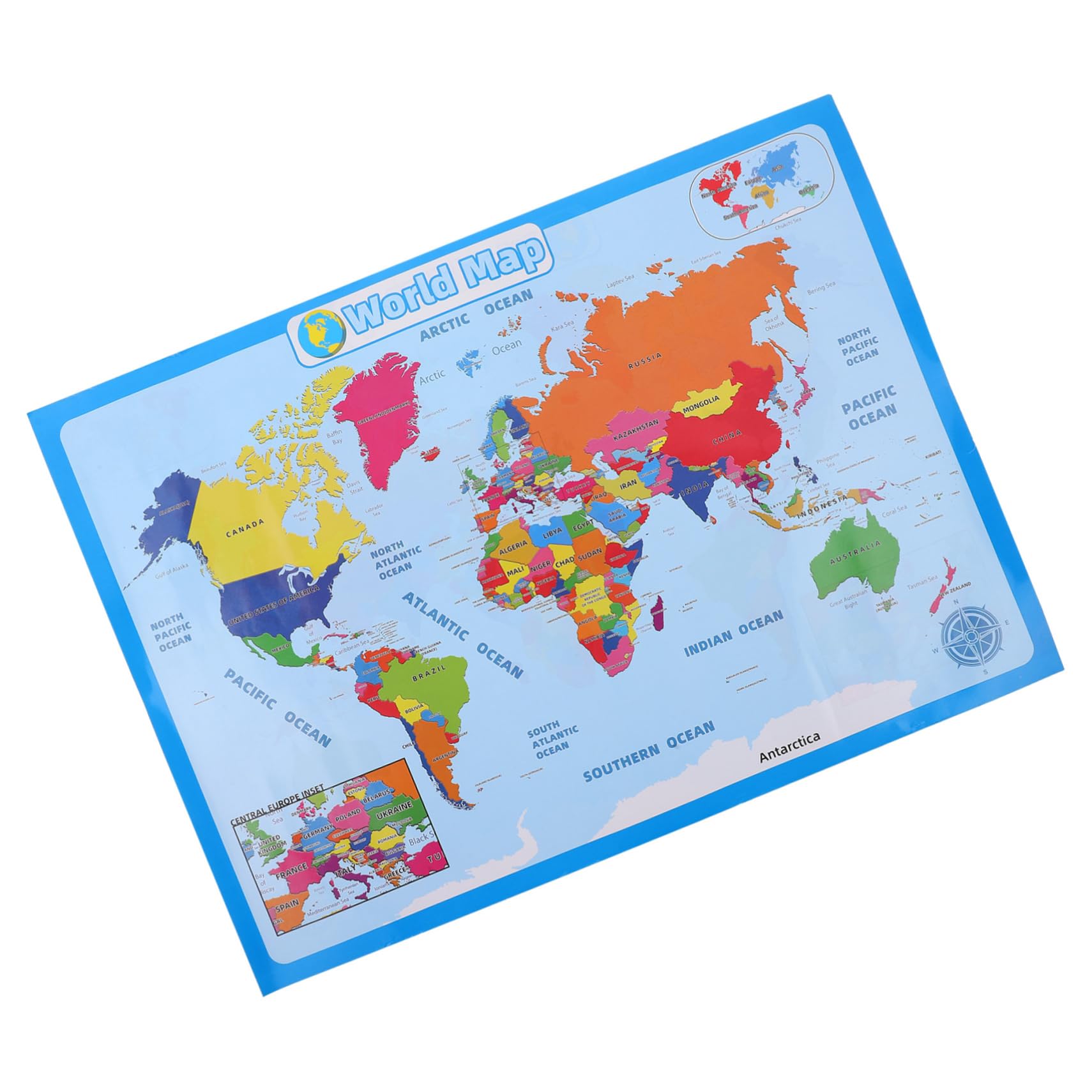 HAPINARY 3hojas Póster Educativo De Mapa Mundi Para Niño Niña Cartel Laminado De Aprendizaje Geográfico Para Preescolar Decoración Infantil Estilo Aleatorio