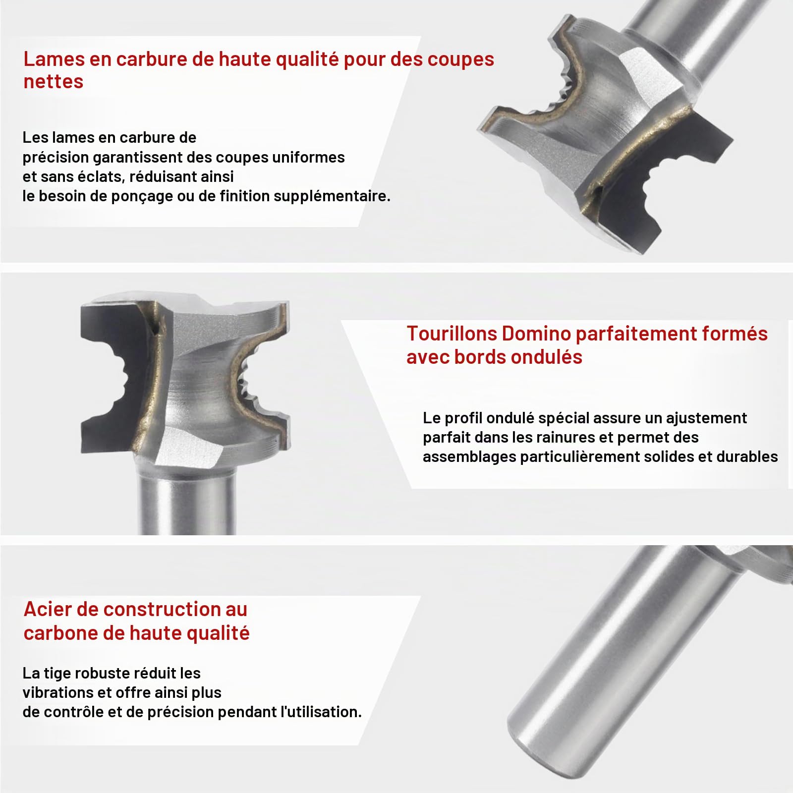Findbuytool Ensemble de fraises à bois 8mm Tige, Fraise à défoncer en carbure de tungstène Set de 5, Fraise pour défonceuse Bits pour Festool Domino Router Bits, Fraise pour défonceuse Bits pour DF500