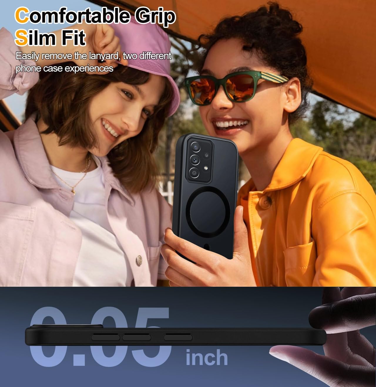Tawarror Magnetyczne etui na telefon Samsung Galaxy A53 5G, matowe, półprzezroczyste etui na telefon komórkowy Samsung A53, tylna strona z poliwęglanu, odporne na zarysowania, z tworzywa TPU, ochrona