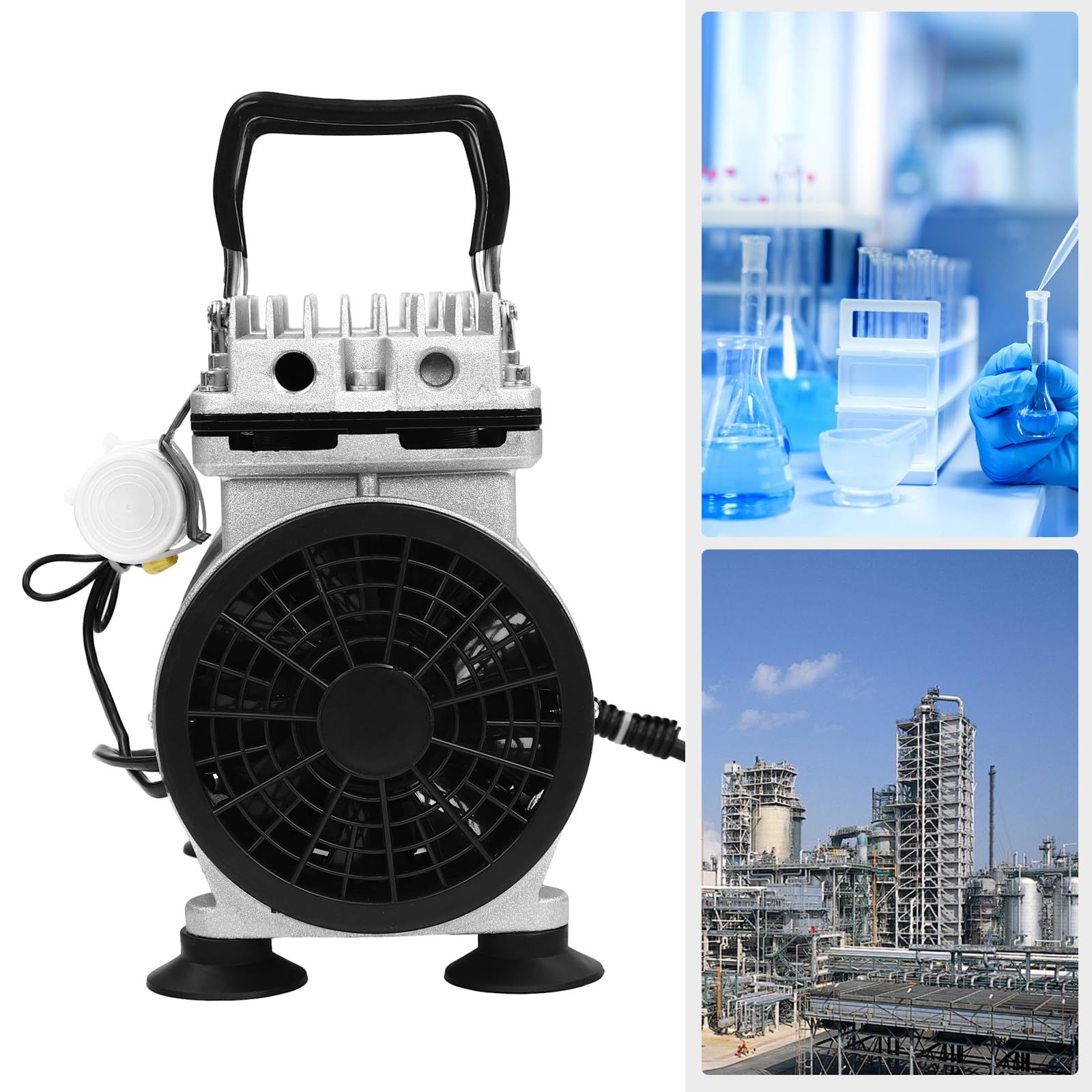 Bomba de presión de laboratorio, bomba de vacío sin aceite, 550 W, compresor silencioso, bomba de aire con motor, 120 L por min, 8 bar, bomba para laboratorio de procesamiento de alimentos