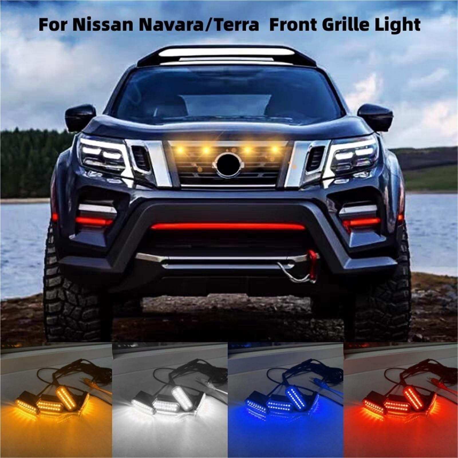 Do Navara/Terra Światła LED Grilla Części pasujące do reflektorów | Jazdy Dziennej Samochodu Koło Lampa BrwiPrzednie Światło(1 to 4 White)
