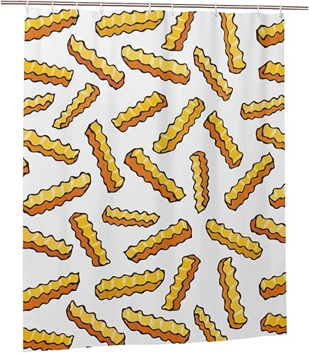 PAILON French Fries Plastic Shower Curtain Liner 60x72in Extra Long Shower Curtains for Bathroom Clearance Set with Hooks Cortinas De BañO,