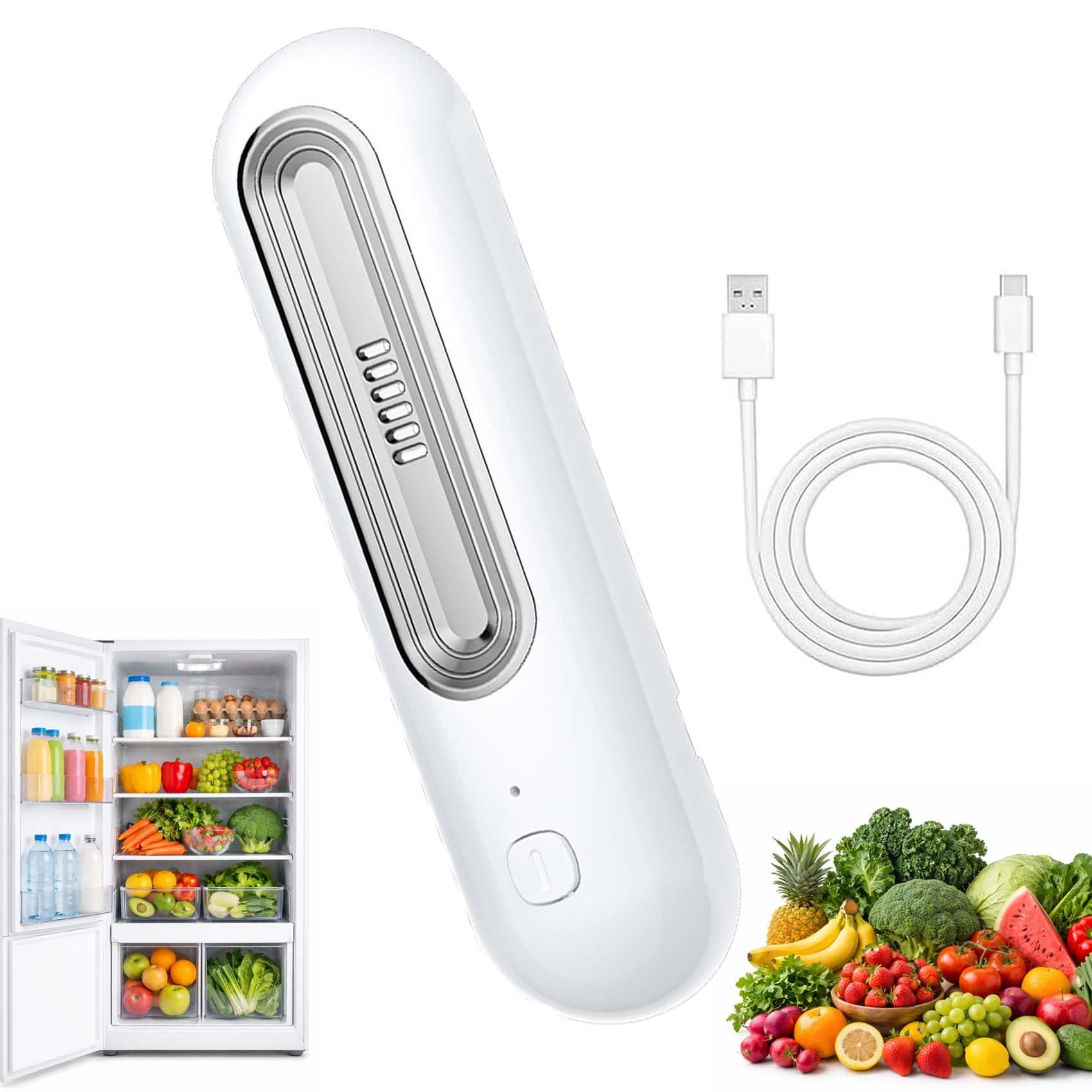 Ozoori KüHlschrank Deodorierer, 2026 Neu Mini Ozoori Original, Geruchsneutralisierer mit 2 Modi, Luftreiniger für KüHlschrank & Auto verwenden, Bedienen, Kompakt & Filterlos (Silber)