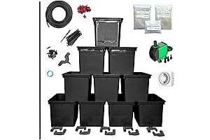 Hydroponic Dutch Bucket System - Complete Kit with 10 Buckets + Accessories (Black)