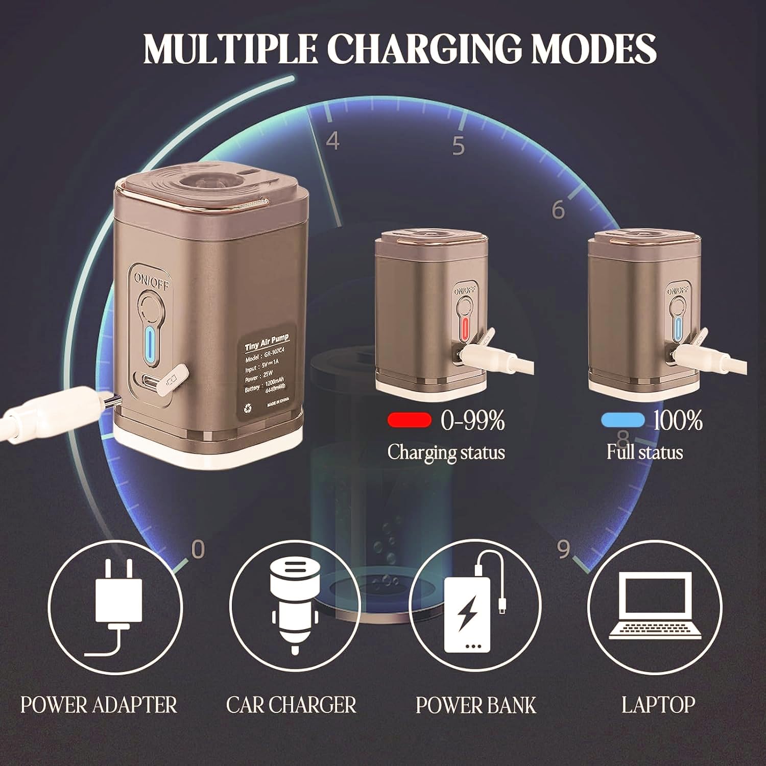 Kunpengzhi Mini Air Pump - Portable, Rechargeable Type-C Pump For Inflatables, Pool Floats & Air Mattresses - View #7