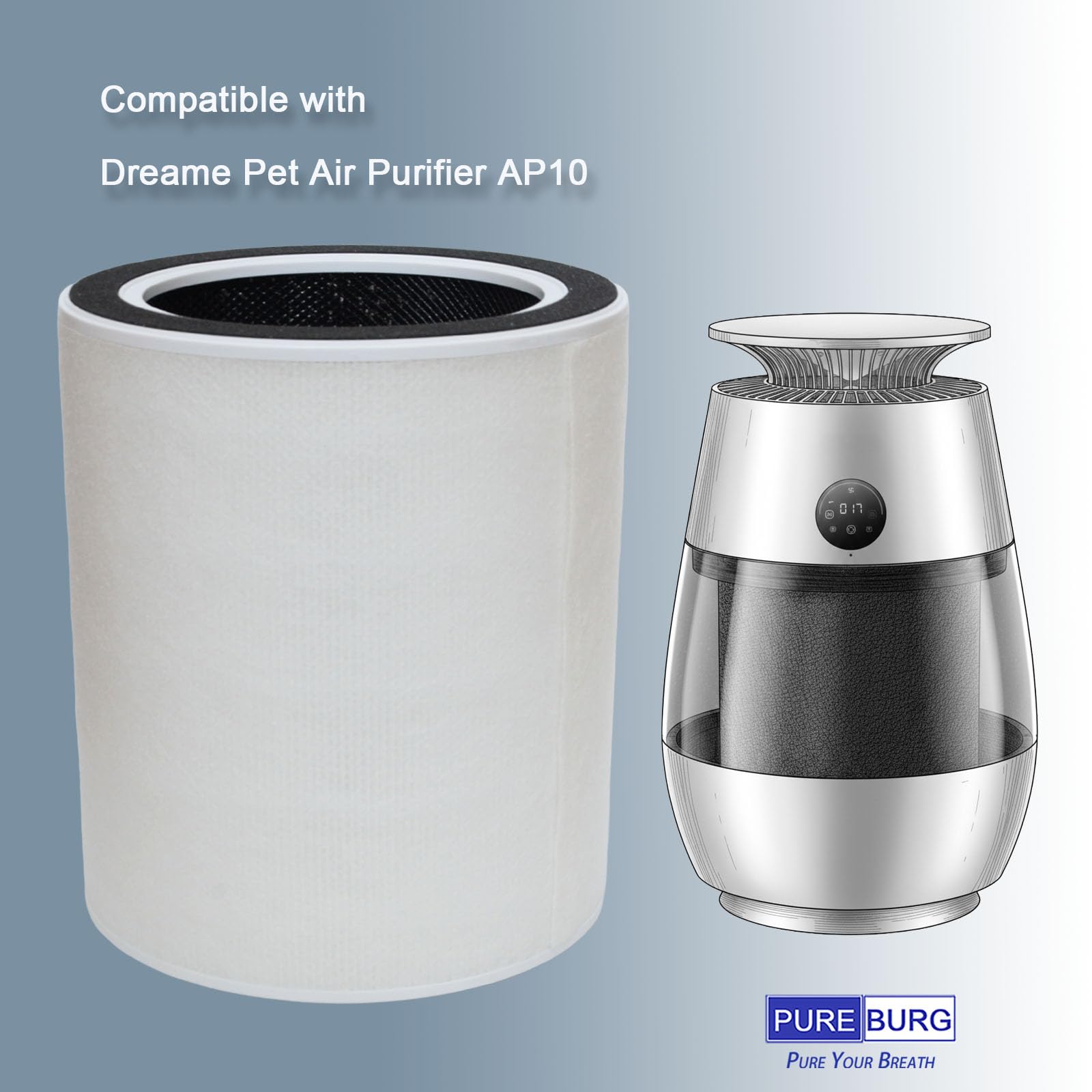 Amazon.co.jp: PUREBURG 交換用フィルター Dreame Pet 空気清浄機 AP10