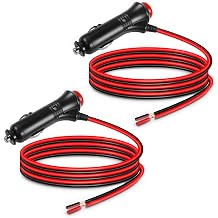 2PCS 12V Cigarette Lighter Power Plug with Switch Button Built-in,22AWG Car Cigarette Lighter Male Cable with 5A Fuse For Low Power Products Below 36W-3.3FT/1M