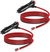 2PCS 12V Cigarette Lighter Power Plug with Built-in Switch Button, 22AWG Car Cigarette Lighter Male Cable with 5A Fuse for Low Power Products Less Than 36W-3.3F