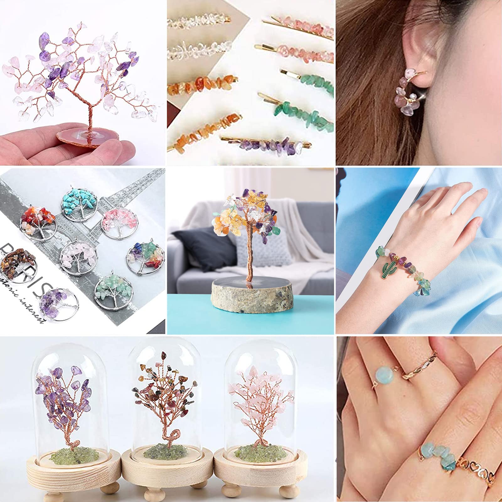 Julie Wang 450 Pièces Flamme Jasper Naturel Irrégulier Puce Pierre Perles 5-8mm Pierres Précieuses Cristal Lâche Perle Pour La Fabrication De Bijoux Bracelet Collier DIY Artisanat Trouver