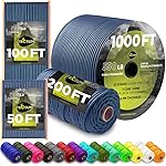 TECEUM Paracord Type III 550 Blue Oil - 200 ft - 4mm - Tactical Rope MIL-SPEC - Outdoor para Cord -Camping Hiking Fishing Gear and Equipment - EDC Parachute Cord - Strong Survival Rope 420 n1