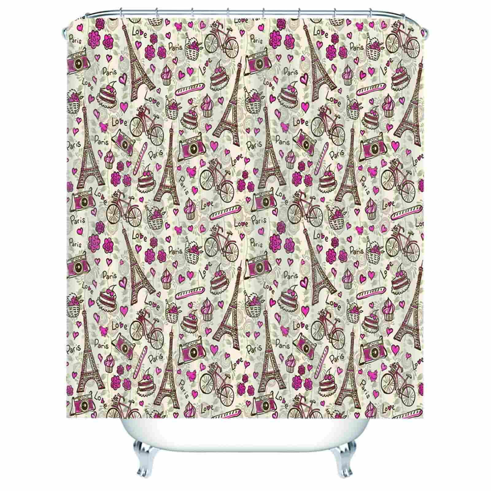 Rideau Douche 180x180cm Tissu Lin Imperméable Rose Rouge