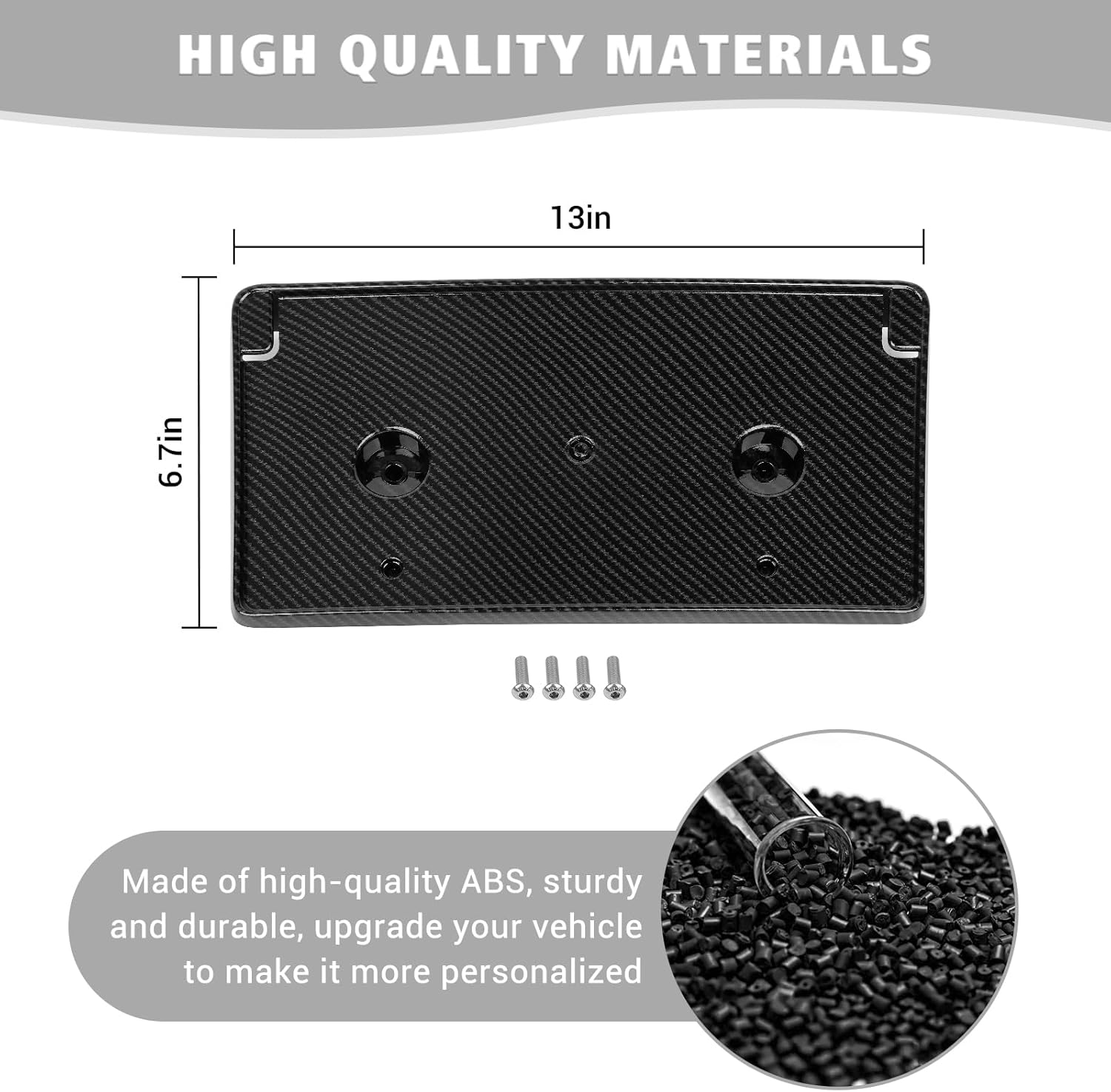 Jimen for Ram License Plate Holder, Front License Plate Frame Mount Bracket Compatible with Dodge Ram 2018-2024 (Carbon Fiber) - Image 3