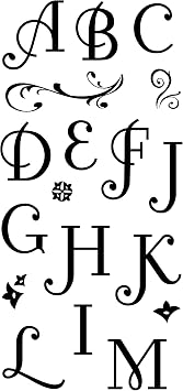 Inkadinkado Flourish Alphabet Clear Stamp Set for Arts and Crafts, 34pc