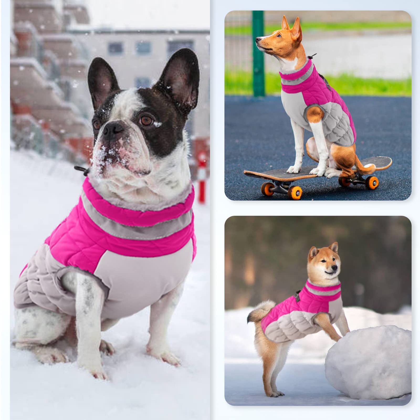 Abrigo para perro, chaleco de forro polar para perro con arnés integrado, abrigos para clima frío para perro, traje de nieve impermeable, abrigos para perros pequeños, chaqueta de invierno para