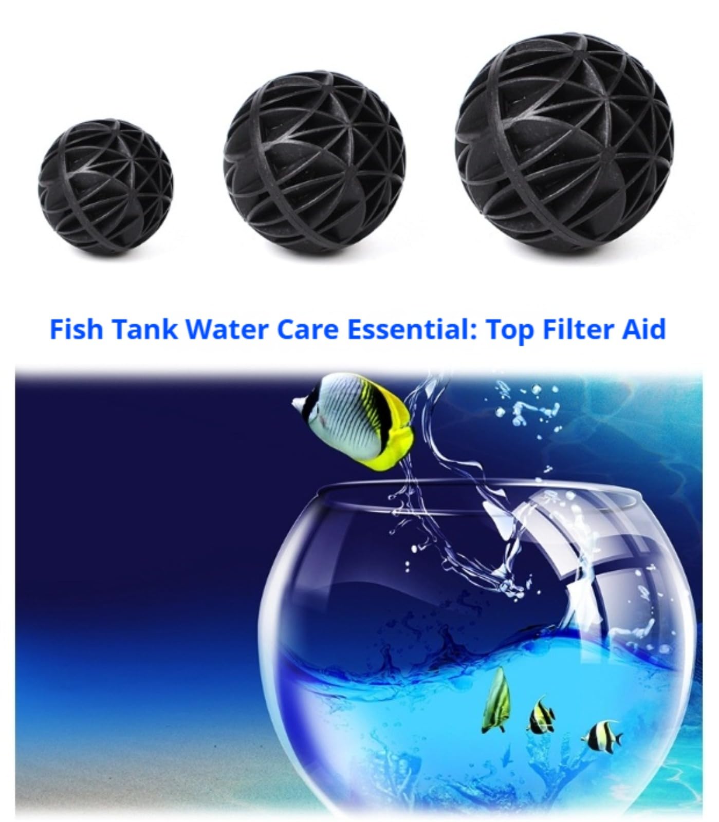 Générique Filtre Bioporeux Boule Biochimique Légère pour Aquarium d'eau Douce et d'eau de Mer, Billes biochimiques filtrantes Bio poreuses, Matériau Filtrant pour Aquarium et étang (50 Pièces, Noir)