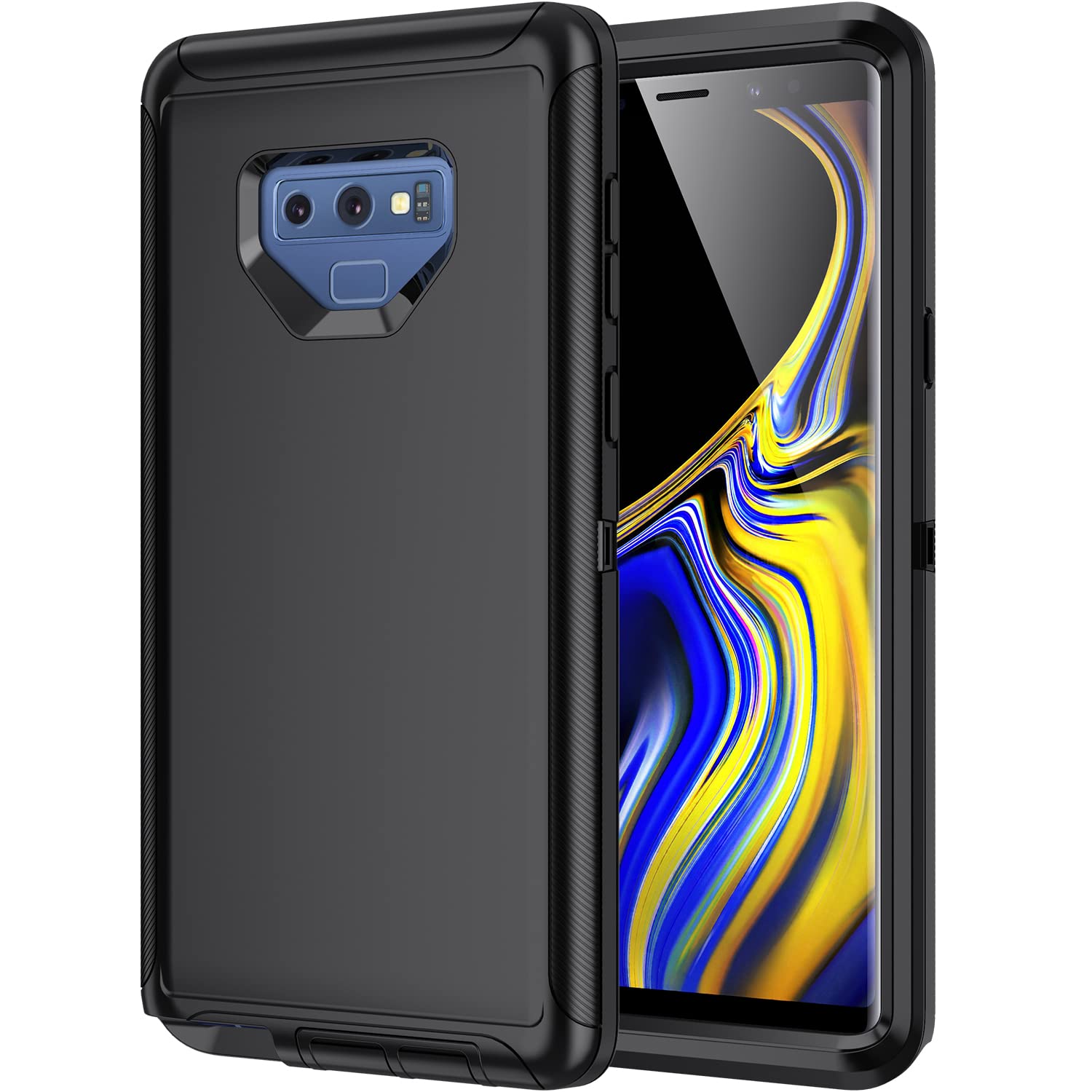 Mieziba for Galaxy Note 9 Case,Shockproof Dropproof Dustproof,3-Layer Full Body Protection Heavy Duty High Impact Hard Cover Case for Samasung Galaxy Note 9,Black