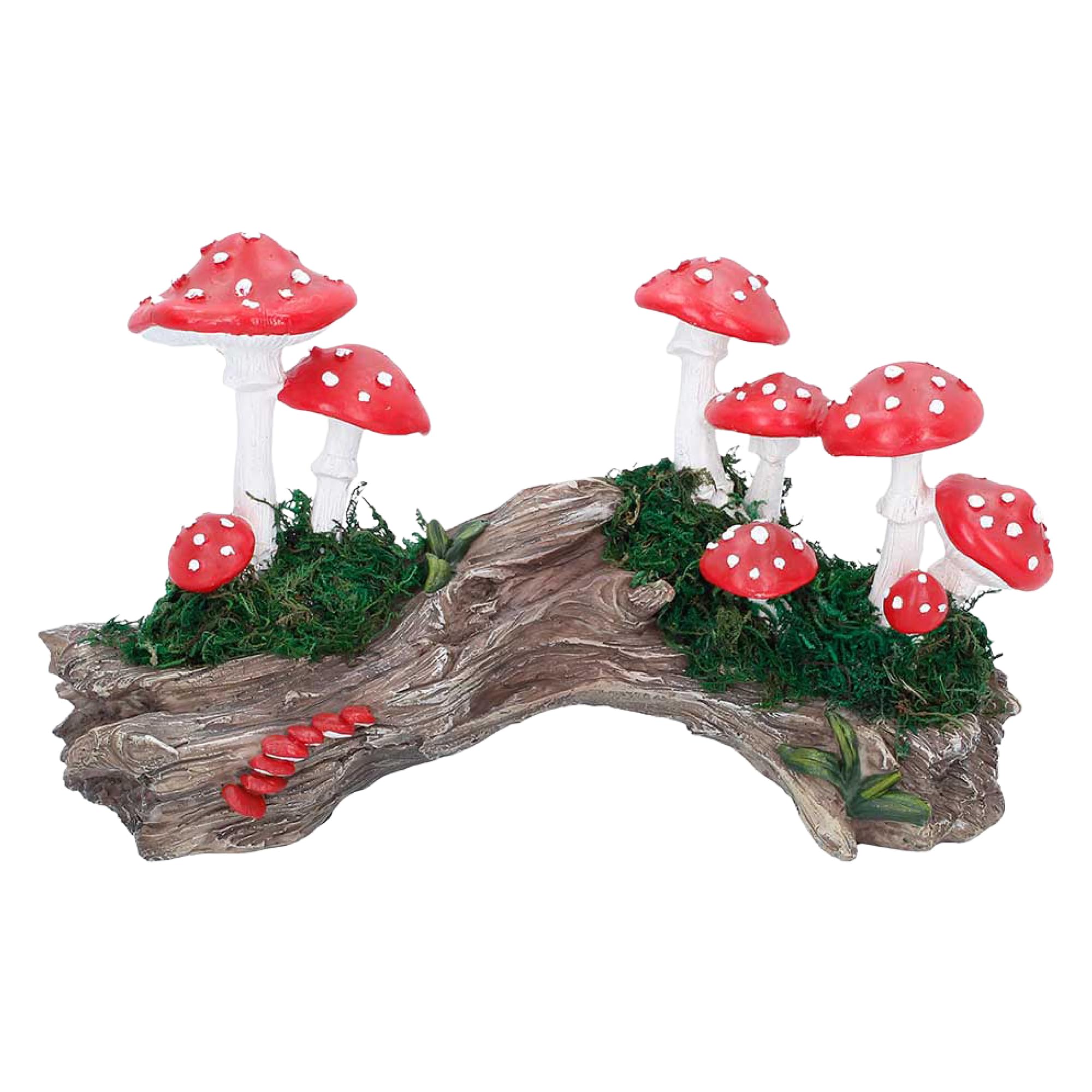 Nemesis Now Toadstool Trunk Mushroom Ornament – Resin Woodland Sculpture with Red Toadstools, Hand-Painted Fantasy Decor, Fairy Garden Accent