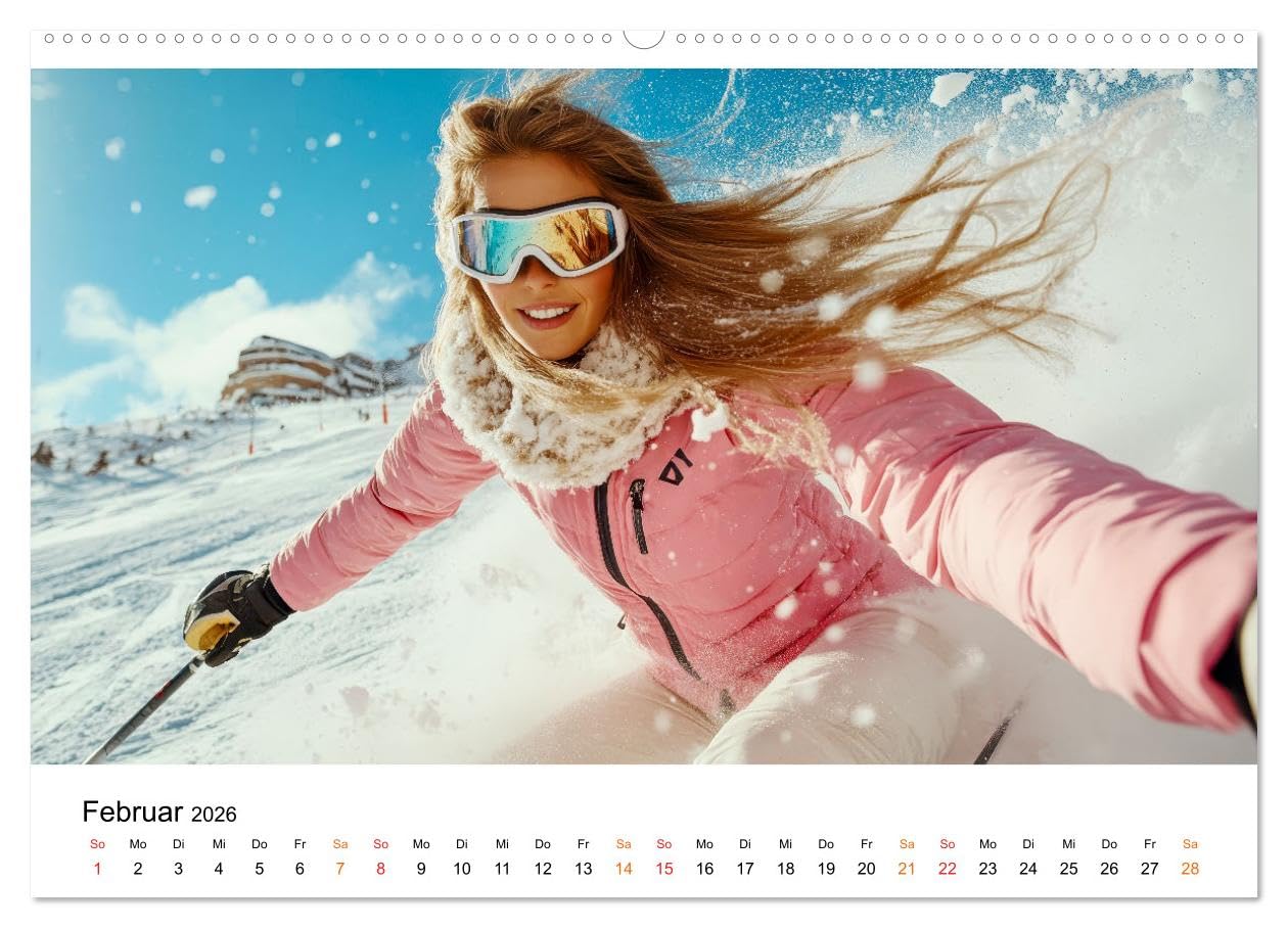 Skifahren - Frauen Power auf der Piste (Wandkalender 2026 DIN A2 quer), CALVENDO Monatskalender: Wintersport, der begeistert - wunderschön inspirierend.