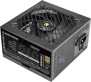 Mars Gaming MPB1000SI, PC ATX Netzteil 1000W, 7 Jahre Garantie, 80Plus Gold 90%, SI Extreme Silence Lüfter mit Kupfer- und Aluminiumkern, AI2-RPM-, DC-DC- und SMD-Technologien, Schwarz