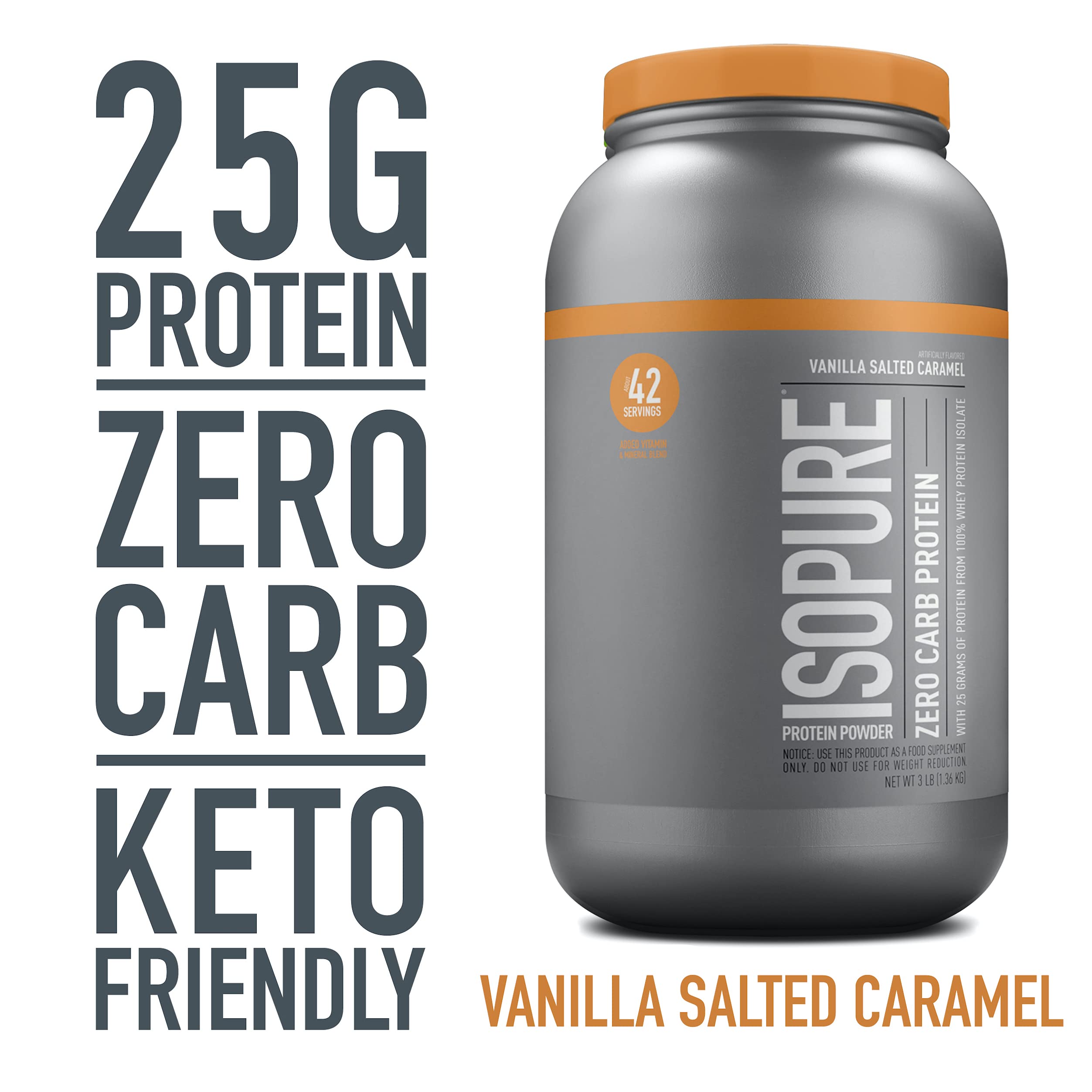 Isopure Zero Carb, Vitamin C and Zinc for Immune Support, 25g Protein