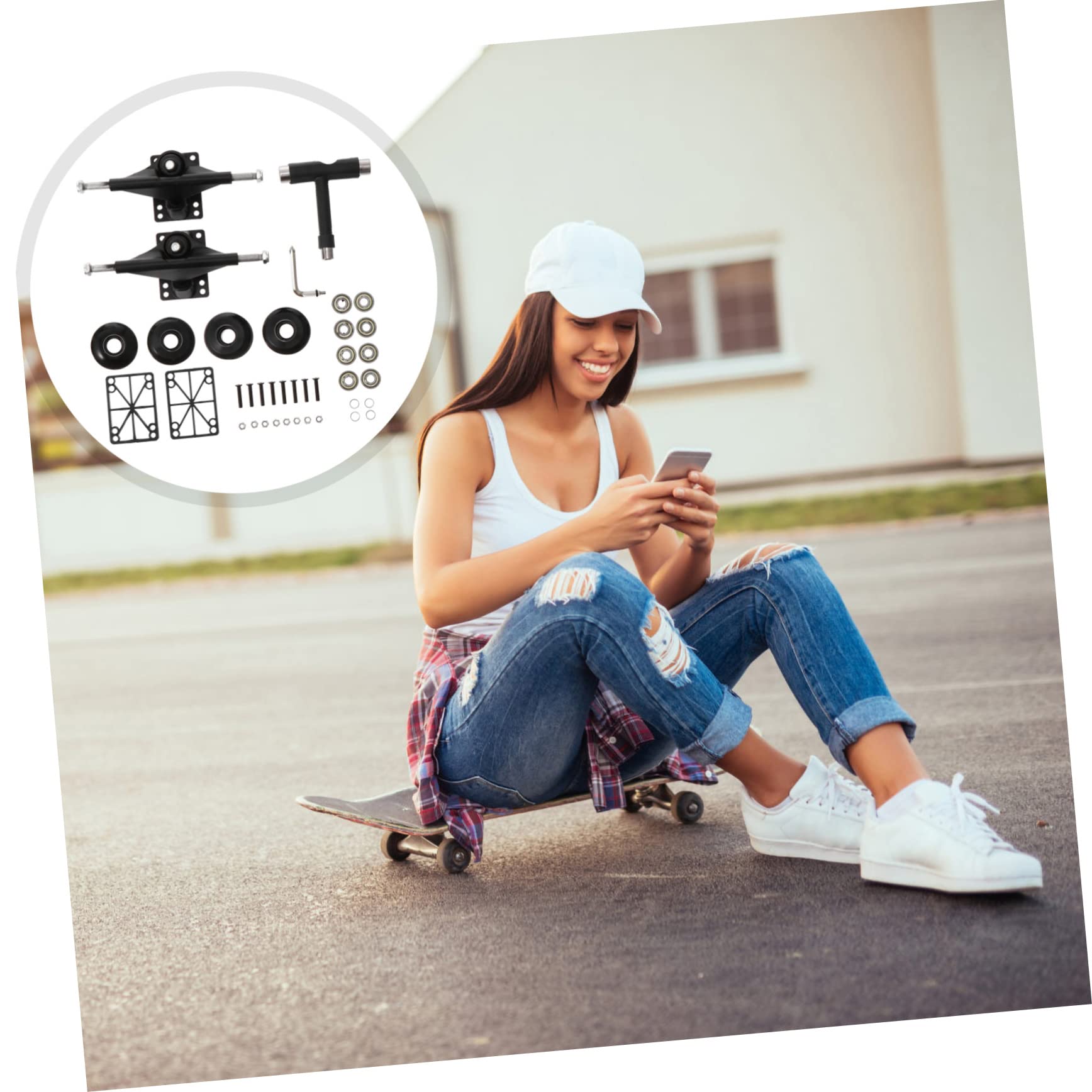 Camions de Skateboard Double Tilt, Kit Complet Noir en Alliage D'aluminium