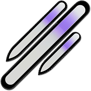 Nail File for Women - Mont Bleu Premium Set of 3 Glass Nail Files in Pou...