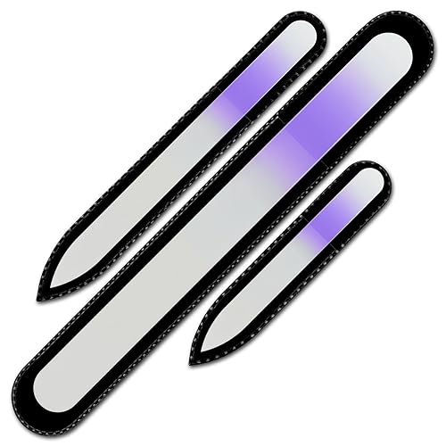 Miniatura 30 de Mont Bleu - Lima de uñas de cristal de alta calidad, juego de 3 limas de uñas de cristal en bolsa, regalos hechos a mano, las mejores limas de uñas