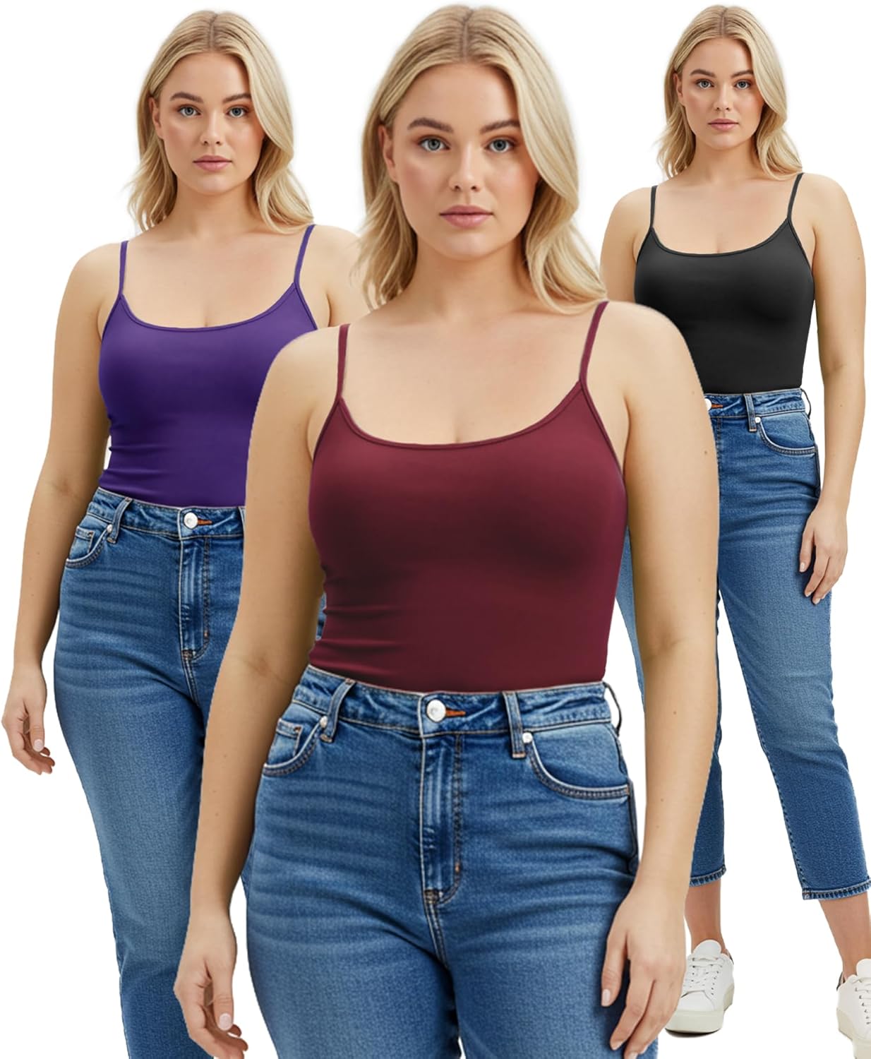 Emmalise Women's Basic Casual Long Camisole Adjustable Strap Cami Layering Top - Image 2