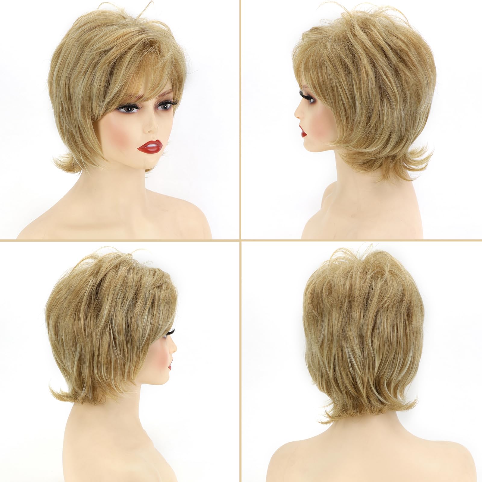 Blonde Wavy Wig Short Blonde Pixie Cut Wigs for Women Sad33bc9e5b454b17a36786a52d352  main image 3