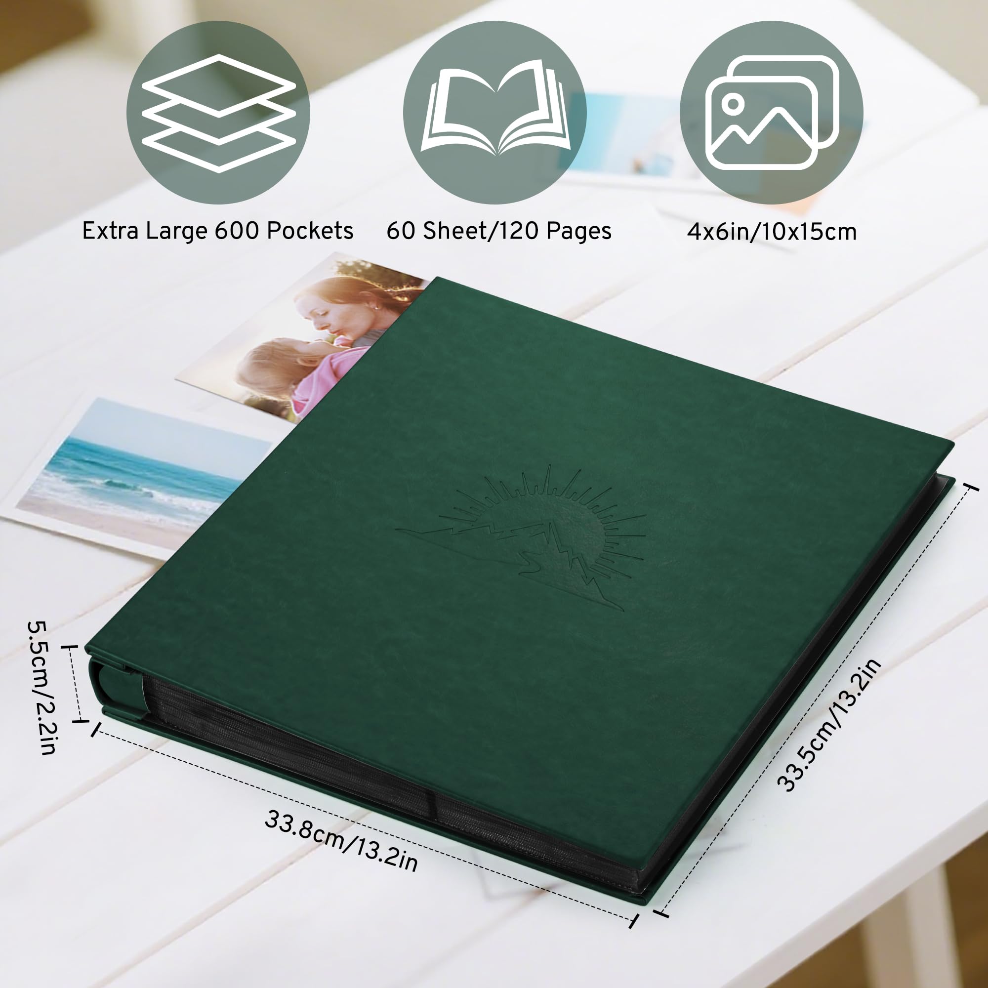 DazSpirit Photo Album 6x4 600 Pockets, Leather Cover with Elegant Embossed Pattern - Image 3