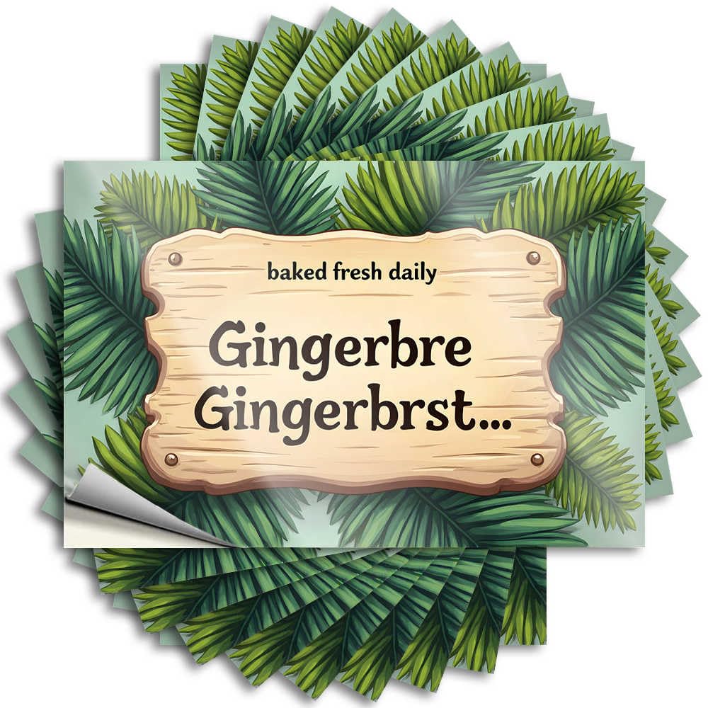 Fzfn Colour Gingerbread Delights: Freshly Baked Daily! Retro Home Decor Heavy - Saying Hat Waterproof Decal(8X12cm)