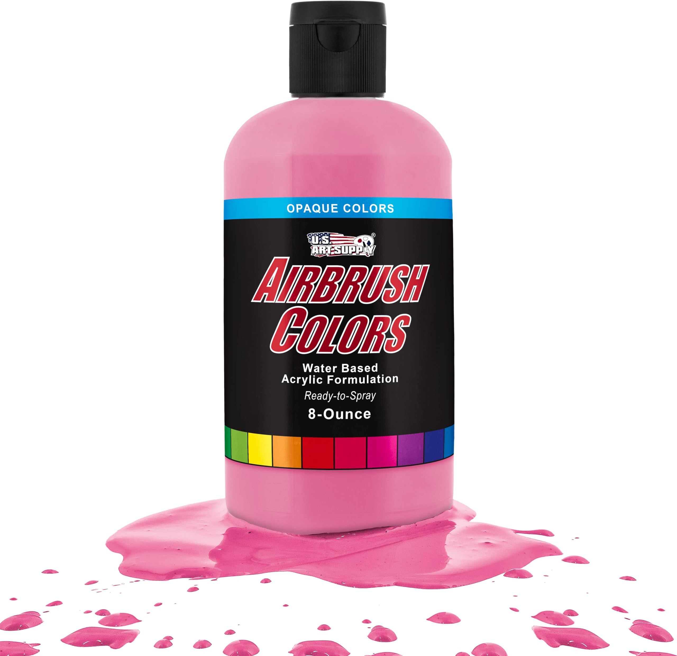 Opaque Pure Pink Acrylic Special Effects Airbrush Paint - 8oz Ready to Spray Air Brush Paint for Nails, Models, Fabric - Water-Based Air Brush Painting